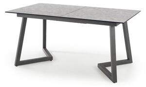 Asztal Houston 1114, Sötétszürke, Világosszürke, 76x90x160cm, Hosszabbíthatóság, Közepes sűrűségű farostlemez, Edzett üveg, Fém