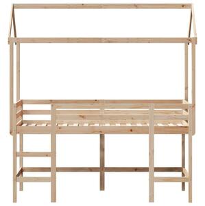 VidaXL tömör fenyőfa galériaágy létrával és tetővel 90 x 190 cm