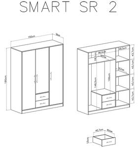 Smart SR2 háromajtós ruhásszekrény két fiokkal - artisan-tölgy