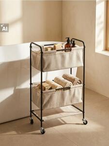 Sinsay - Fém gurulós polc textil kosarakkal - bézs