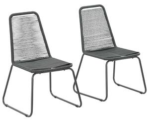 2 db fekete polyrattan kültéri szék