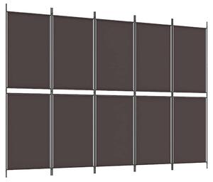 5 paneles barna szövet paraván 250x180 cm