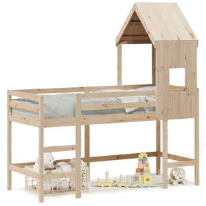 VidaXL tömör fenyőfa galériaágy létrával és tetővel 80 x 200 cm