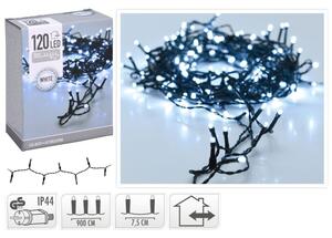Karácsonyi fényfüzér 9m - 120 LED hideg fehér beltéri/kültéri