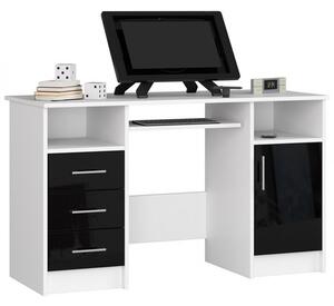 Számítógép asztal ANA - fehér/fekete fényes