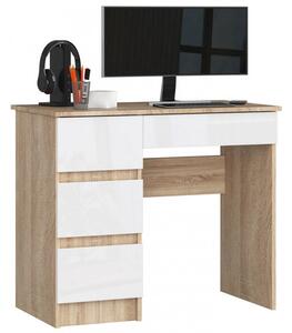 Számítógép asztal A-7 balra - sonoma tölgy/fehér