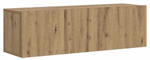 Kézműves tölgy színű szerelt fa fali TV-szekrény 100x30x30 cm