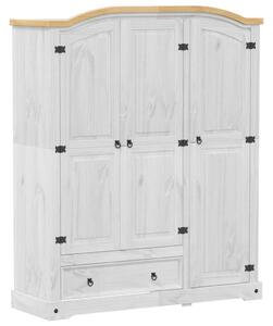 VidaXL Corona Ruhaszekrény - Tömör Fenyőfa - Fehér - 151,5x52x186 cm