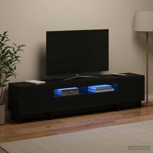 5 darabos LED TV szekrény Fekete Szerelt Fa