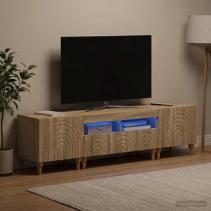3 darabos LED TV szekrény Sonoma Tölgy Szerelt Fa