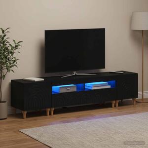 3 darabos LED TV szekrény Fekete Szerelt Fa