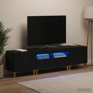 3 darabos LED TV szekrény Fekete Szerelt Fa