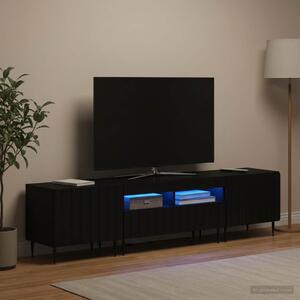 3 darabos LED TV szekrény ZWOLLE Fekete Szerelt Fa