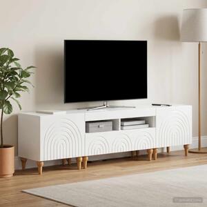3 darabos LED TV szekrény Magasfényű Fehér Szerelt Fa