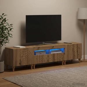 3 darabos LED TV szekrény Kézműves Tölgy Szerelt Fa