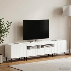 3 darabos LED TV szekrény ZWOLLE Magasfényű Fehér Szerelt Fa