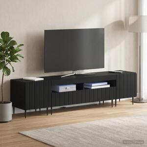 3 darabos LED TV szekrény ZWOLLE Fekete Szerelt Fa