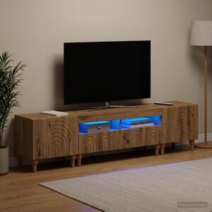 3 darabos LED TV szekrény Kézműves Tölgy Szerelt Fa