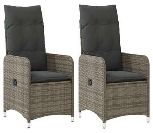VidaXL Kert Szék - Dönthető - 2 db - Szürke Polyrattan