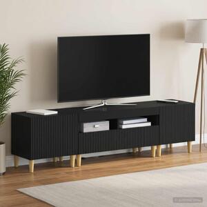 3 darabos LED TV szekrény ARNHEM 3 db Fekete Szerelt Fa