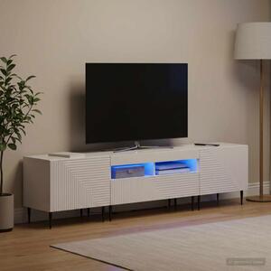 3 darabos LED TV szekrény Magasfényű Fehér Szerelt Fa