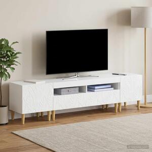 3 darabos LED TV szekrény DELFT Magasfényű Fehér Szerelt Fa