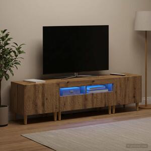 3 darabos LED TV szekrény DELFT Kézműves Tölgy Szerelt Fa