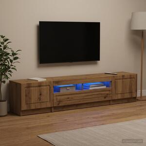 LED TV szekrény UTRECHT 3 db Kézműves Tölgy Szerelt Fa