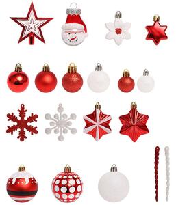 Tutumi, karácsonyfadíszek 78db SYSD1688-113, piros-fehér, CHR-08415