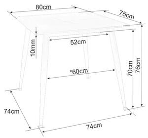 Étkezőasztal RION 80x80 cm kerámia asztallappal, fehér márvány