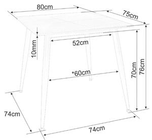 Étkezőasztal RION 80x80 cm kerámialappal, fekete márvány