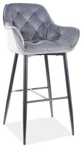 Bárszék CHERRY H-1 VELVET FEKETE VÁZ/SZÜRKE BLUVEL 14