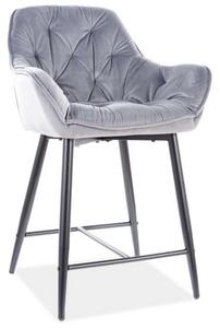 Bárszék CHERRY H-2 VELVET FEKETE VÁZ/SZÜRKE BLUVEL 14