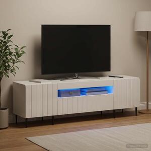 LED TV szekrény ZWOLLE 153 x 35 x 43 cm Magasfényű Fehér
