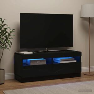 LED TV szekrény Fekete Szerelt Fa