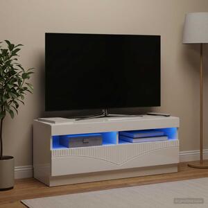 LED TV szekrény Magasfényű Fehér Szerelt Fa
