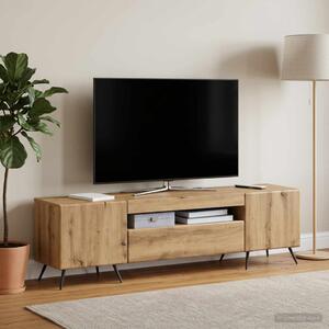 LED TV szekrény Kézműves Tölgy Szerelt Fa