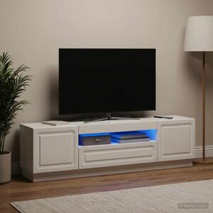 LED TV szekrény Magasfényű Fehér Szerelt Fa