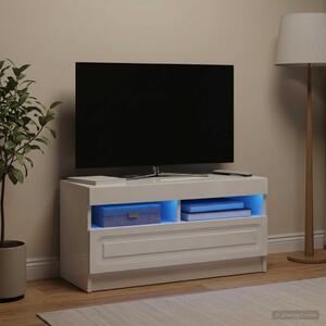 LED TV szekrény Magasfényű Fehér Szerelt Fa