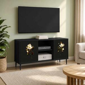 TV szekrény BREMEN 102 x 33 x 51 cm Fekete Tölgy Szerelt Fa