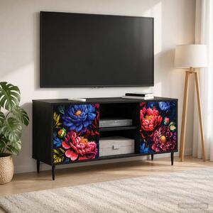 TV szekrény KIEL 102 x 33 x 51 cm Fekete Tölgy Szerelt Fa