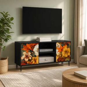 TV szekrény GENNEP 102 x 33 x 51 cm Fekete Tölgy Szerelt Fa