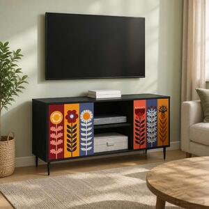 TV szekrény ESSEN 102 x 33 x 51 cm Fekete Tölgy Szerelt Fa