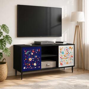 TV szekrény MAINZ 102 x 33 x 51 cm Fekete Tölgy Szerelt Fa