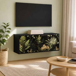 Falsítható TV Szekrény RHENEN 102 x 33 x 40 cm Fekete Tölgy