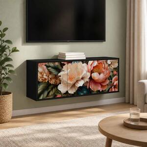 Falsítható TV Szekrény BORNE 102 x 33 x 40 cm Fekete Tölgy