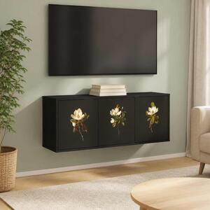 Falsítható TV Szekrény BREMEN 102 x 33 x 40 cm Fekete Tölgy