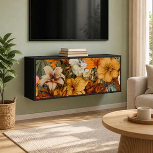 Falsítható TV Szekrény GENNEP 102 x 33 x 40 cm Fekete Tölgy