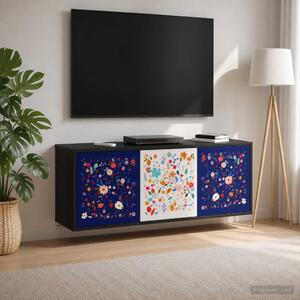 Falsítható TV Szekrény MAINZ 102 x 33 x 40 cm Fekete Tölgy