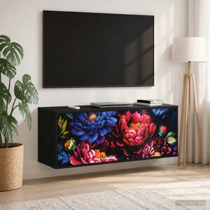 Falsítható TV Szekrény KIEL 102 x 33 x 40 cm Fekete Tölgy